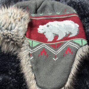 Target Polar Bear Knit Trapper Hat With Faux Fur Lining & Tassels One Size